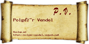 Polgár Vendel névjegykártya